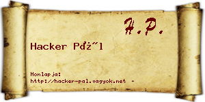 Hacker Pál névjegykártya